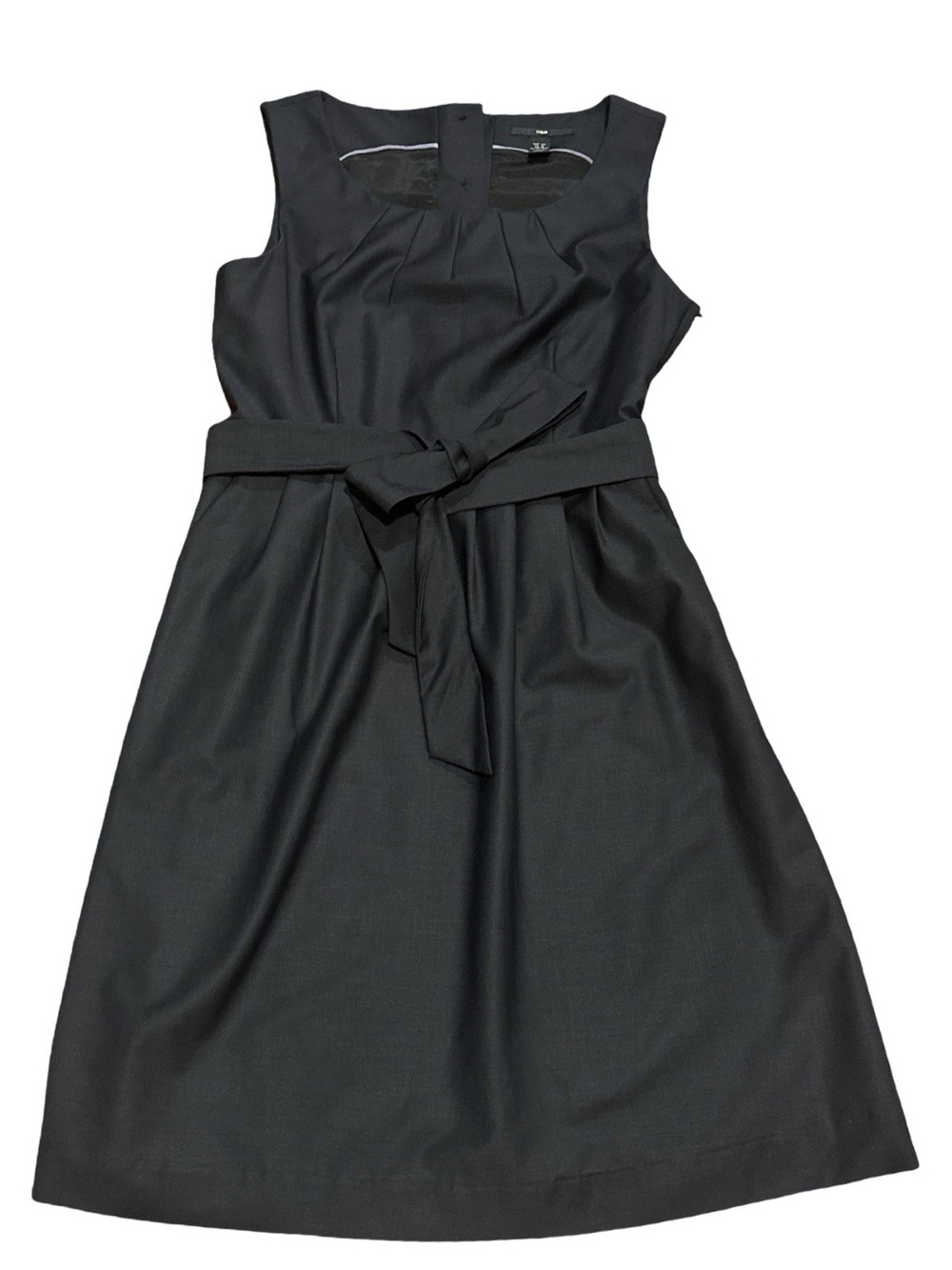 Classic Navy Blue Sleeveless Belted Dress